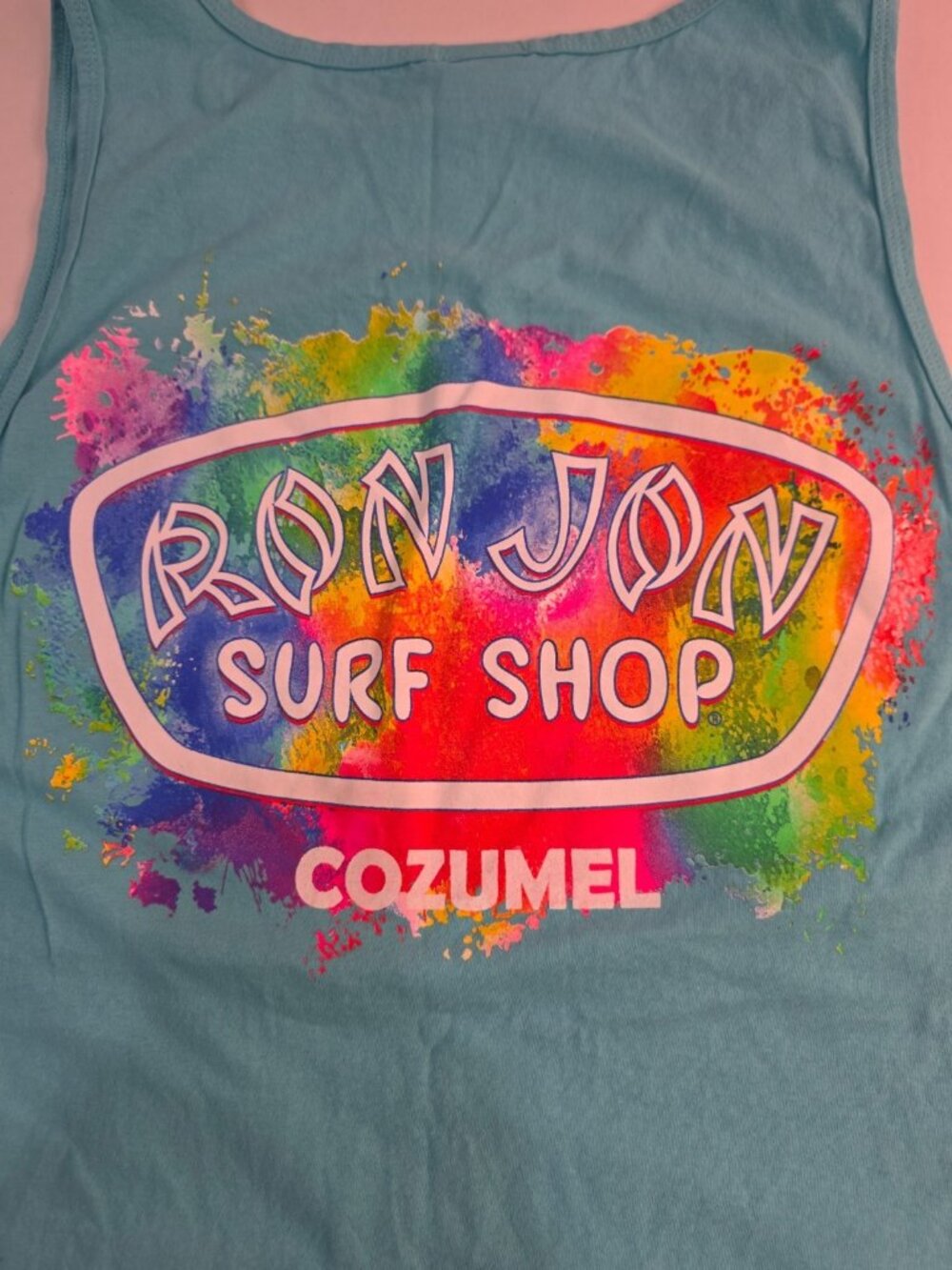 VTG Ron Jon Surf Shop Mens Blue Tank Top 'Cozumel' Multi Color XXL 100% Cotton